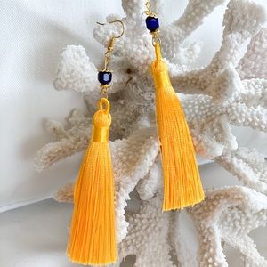 NEW Tassel Earrings - Handmade Golden Yellow Pair